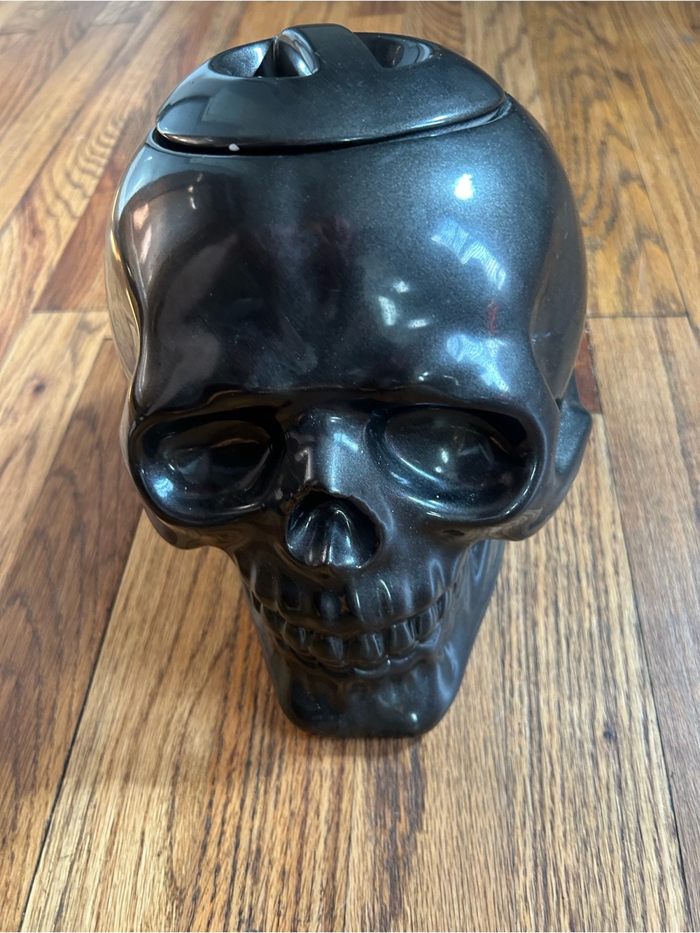 Black Skull Cookie Candy Jar Canister Halloween Skeleton Glazed ceramic charcoal